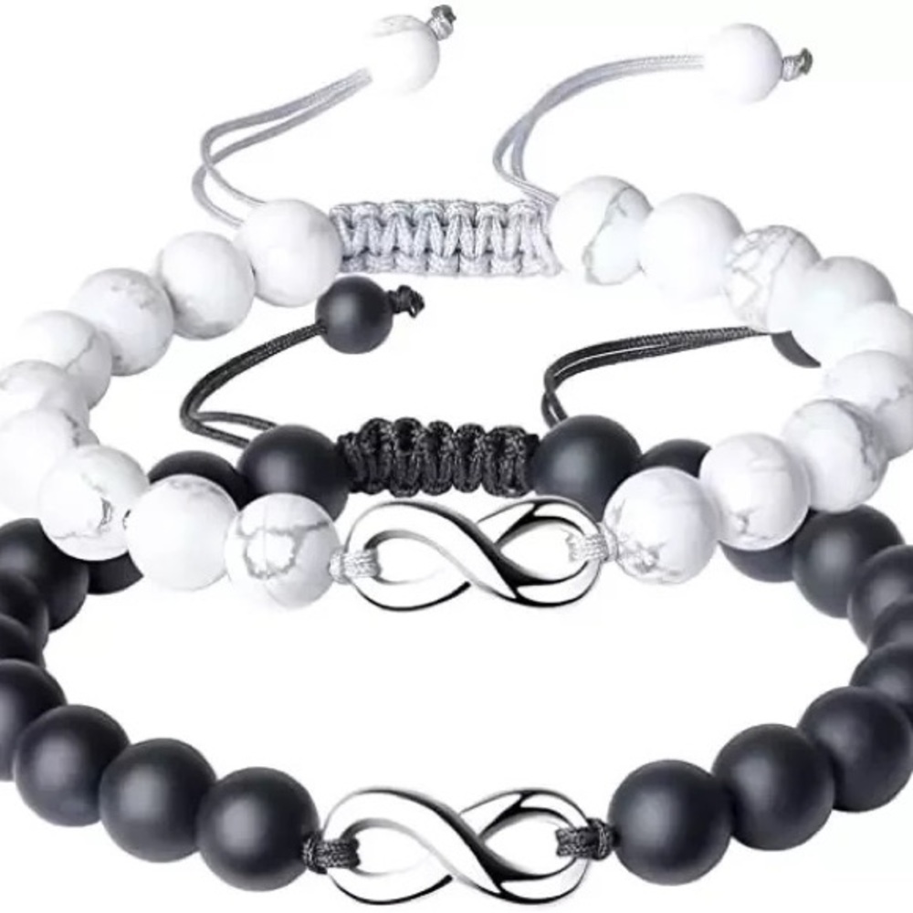 Infinity His and Hers Stone Matching Couples Bracelets